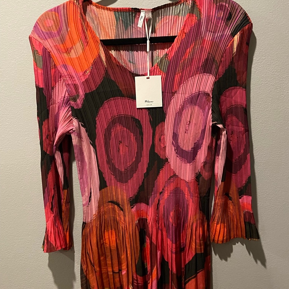 Milano Fuschia Strechy V-Neck Long Sleeves Summer Blouse VINTAGE